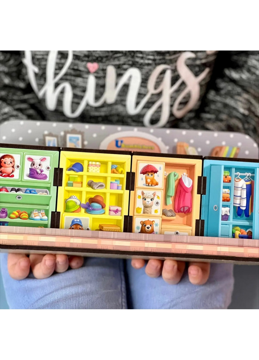 Деревянная настольная игра "Шкафы с одеждой" сортер-комодик 7,5х24,5х12 см Ubumblebees (260496978)
