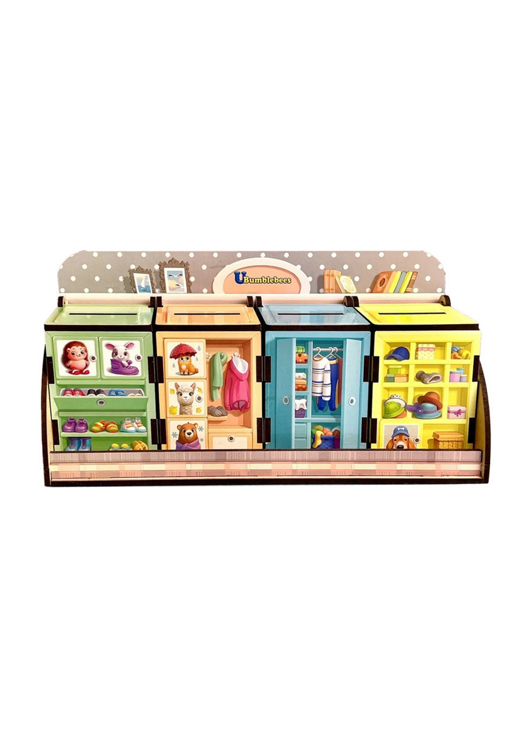 Деревянная настольная игра "Шкафы с одеждой" сортер-комодик 7,5х24,5х12 см Ubumblebees (260496978)