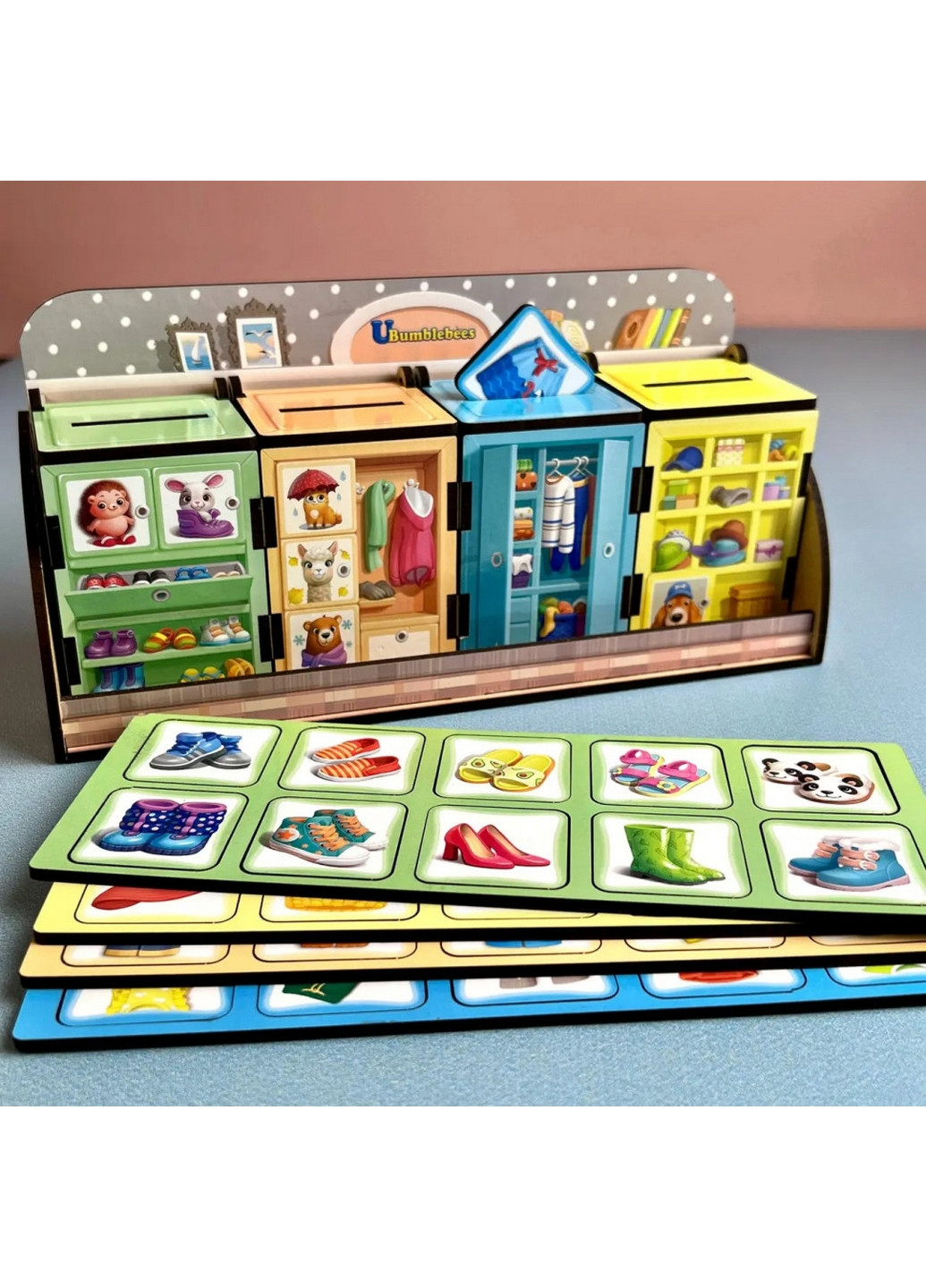 Деревянная настольная игра "Шкафы с одеждой" сортер-комодик 7,5х24,5х12 см Ubumblebees (260496978)