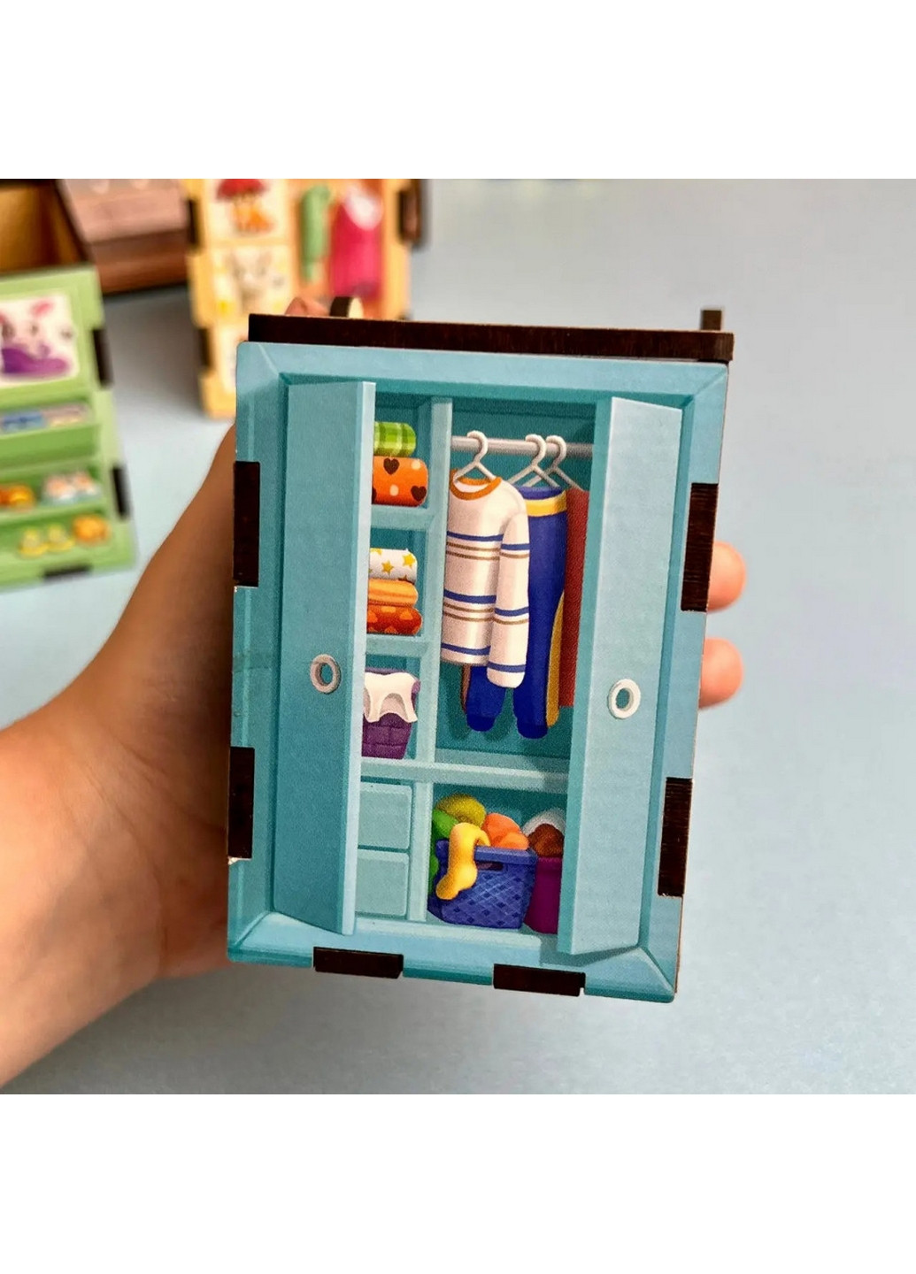 Деревянная настольная игра "Шкафы с одеждой" сортер-комодик 7,5х24,5х12 см Ubumblebees (260496978)