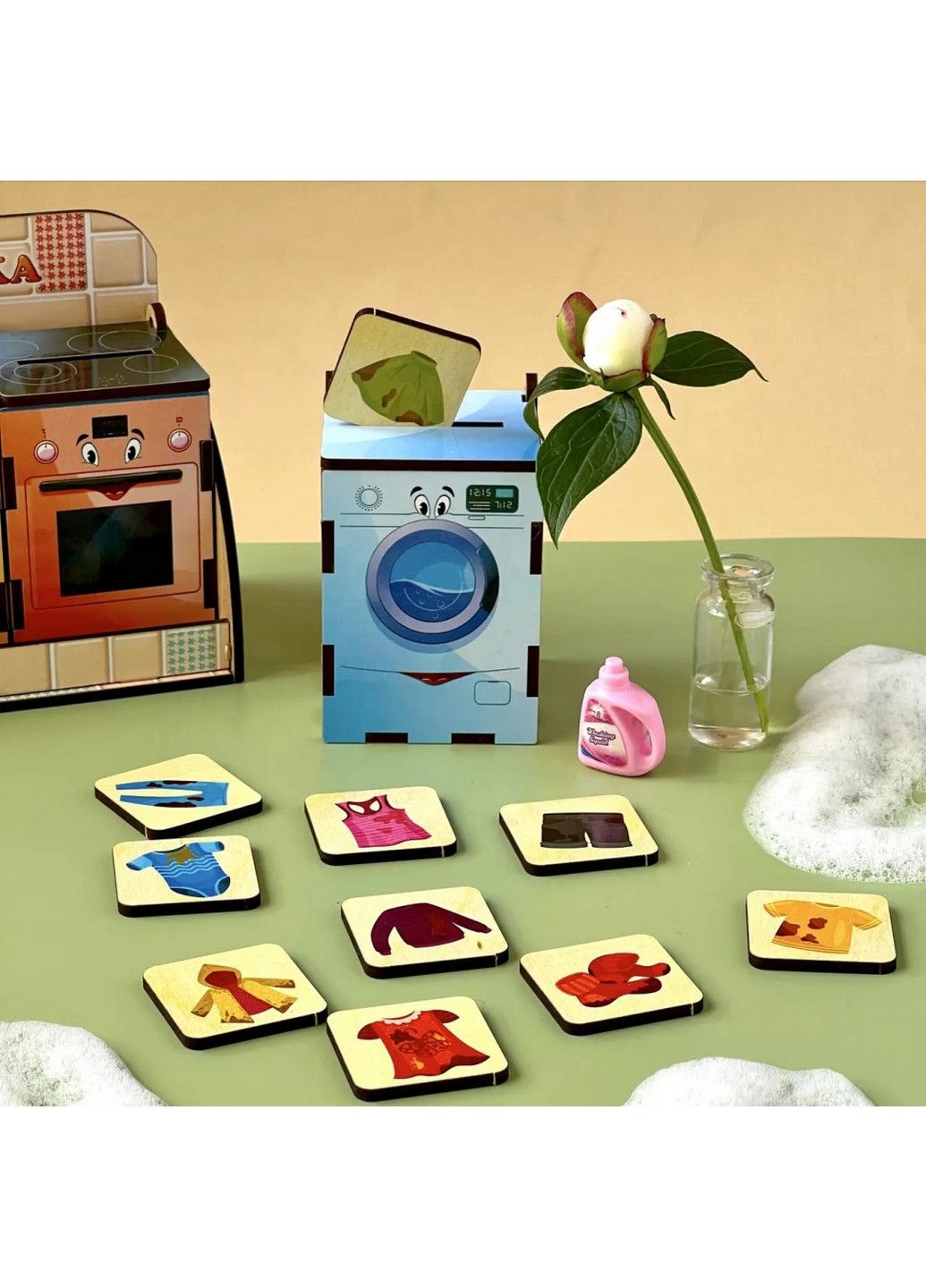 Деревянная настольная игра "Бытовая техника" сортер-комодик 7,5х24,5х12 см Ubumblebees (260498983)