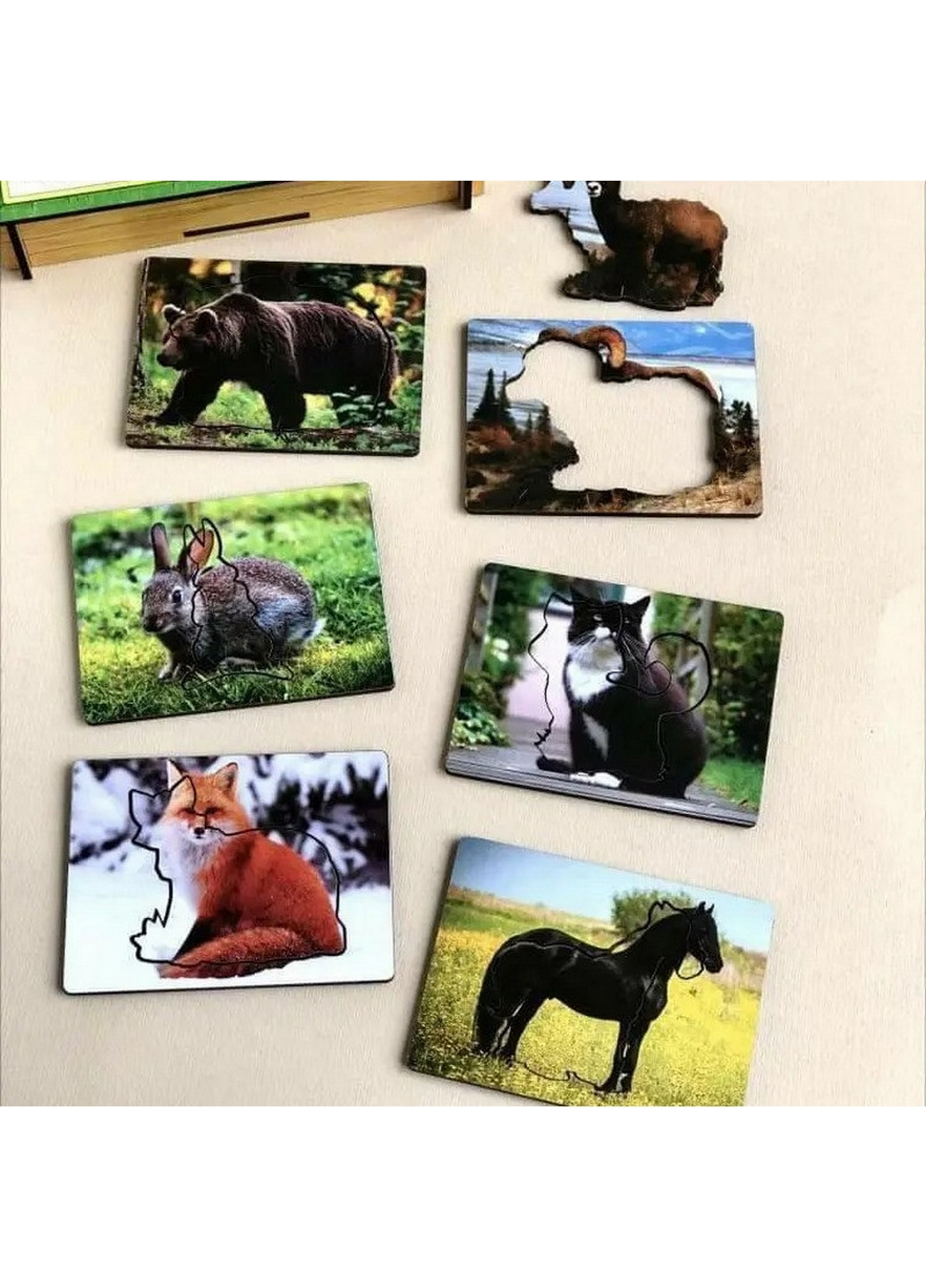 Дерев'яні досточки сегену "Сліди звірів" з візерунками 4х12х17,5 см Ubumblebees (260498989)