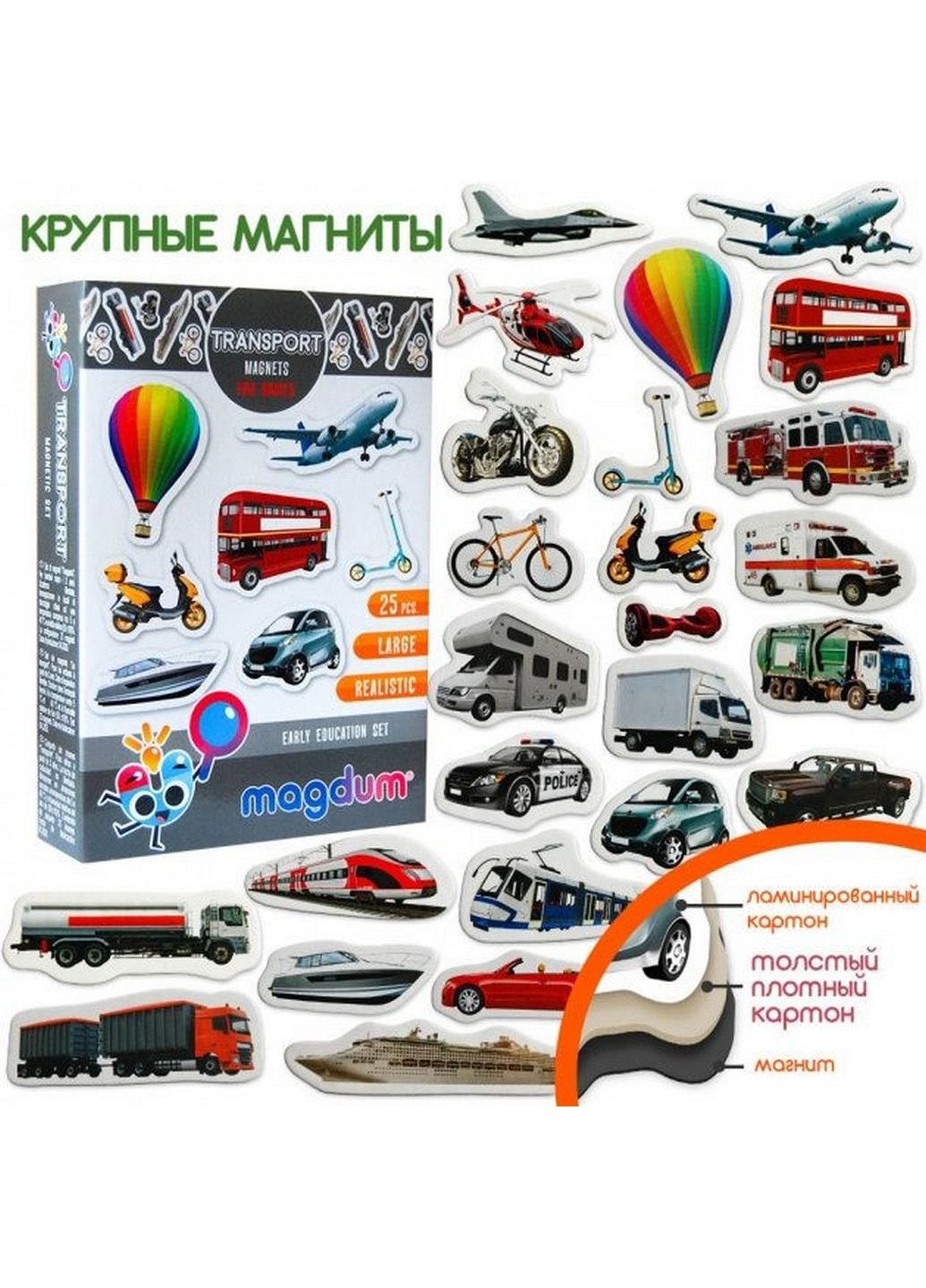 Набор магнитов "Транспорт" 3,7х17х12 см MAGDUM (260514304)