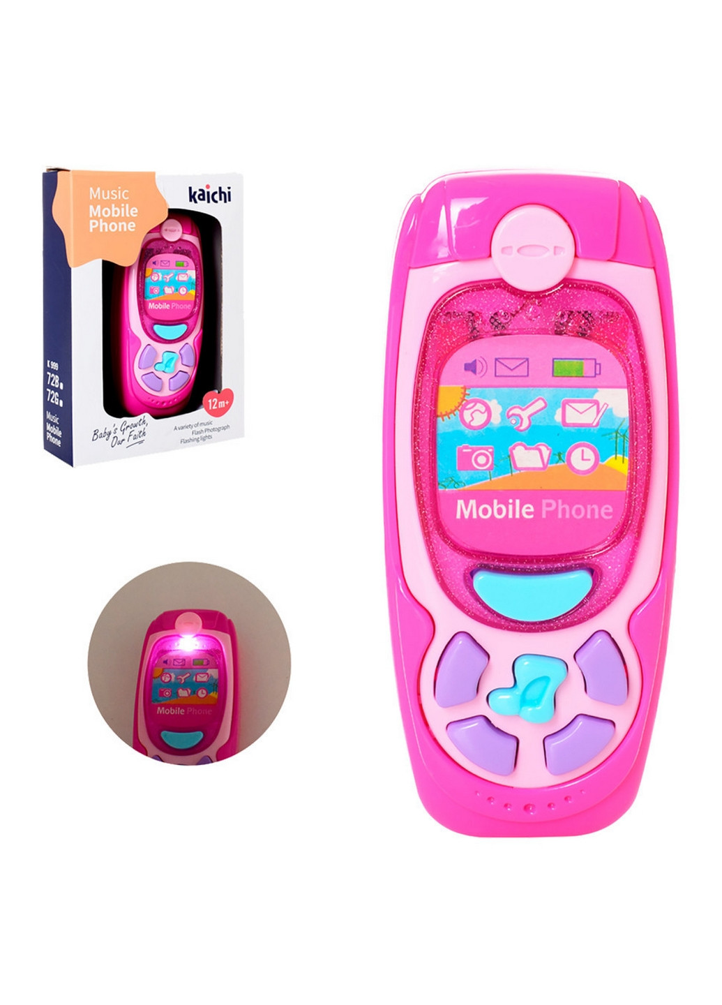 Музичний телефон, що розвиває, зі світлом 5х20,5х13,5 см Kaichi (260513297)