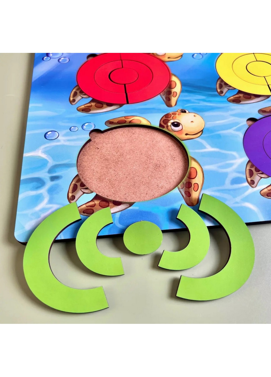 Дерев'яний пазл-сортер "Черепашки - кольори" із завданнями 1х31,5х23 см Ubumblebees (260514458)