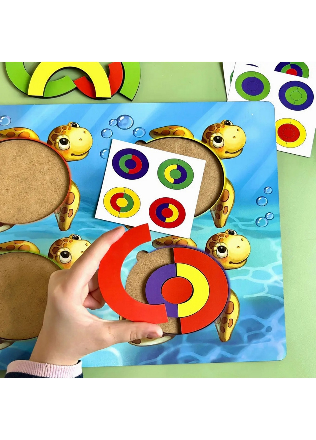 Дерев'яний пазл-сортер "Черепашки - кольори" із завданнями 1х31,5х23 см Ubumblebees (260514458)