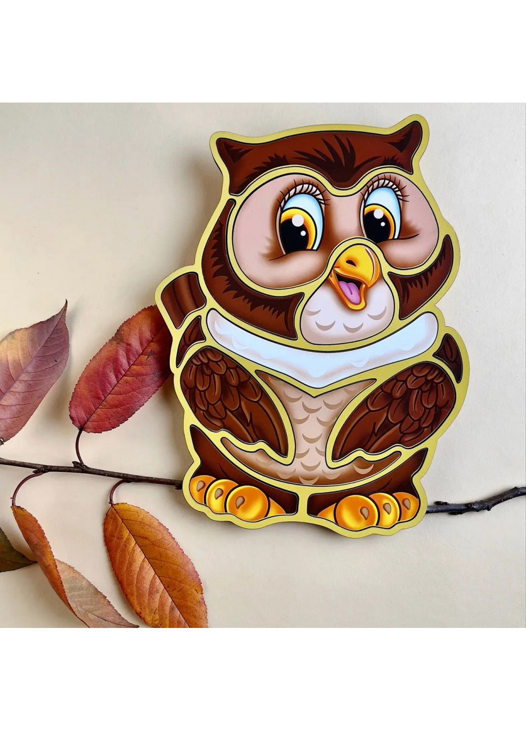 Дерев'яний пазл-вкладиш "Сова" пазл-контур 1х22х29 см Ubumblebees (260512782)