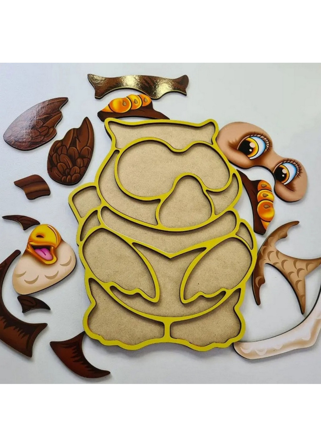 Дерев'яний пазл-вкладиш "Сова" пазл-контур 1х22х29 см Ubumblebees (260512782)