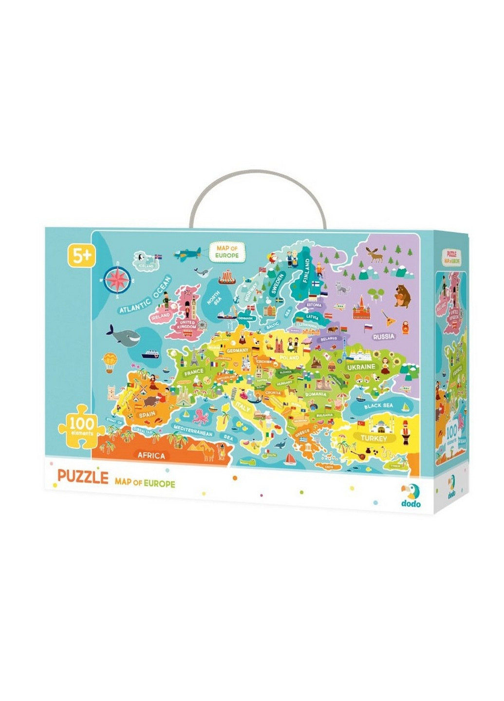 Дитячий пазл "Карта Європи", 100 деталей 28х18х7 см Dodo (260512601)