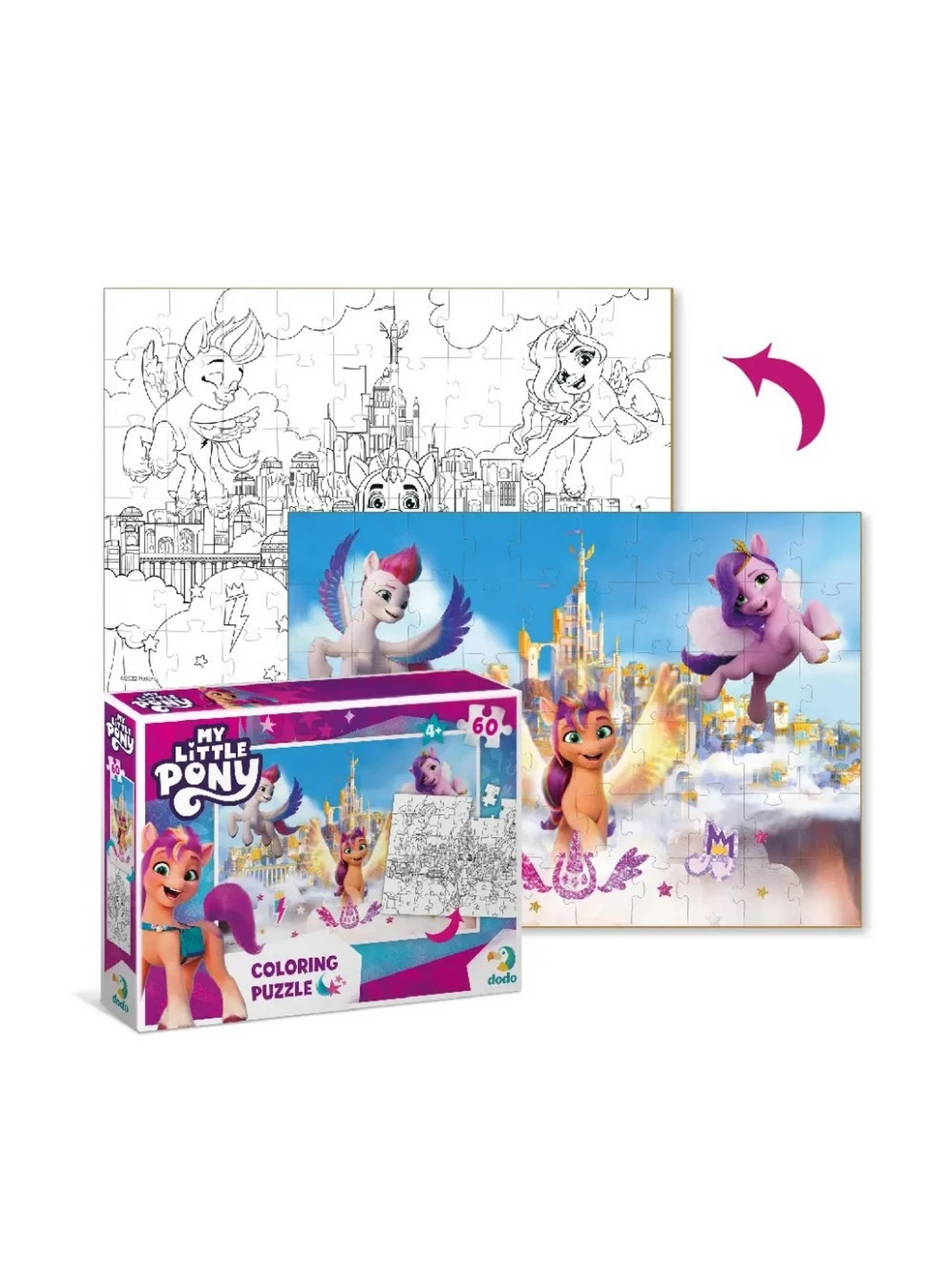 Детские пазлы 2 в 1 My Little Pony "Приключения во дворце", 60 элементов 32х23 см Dodo (260513586)