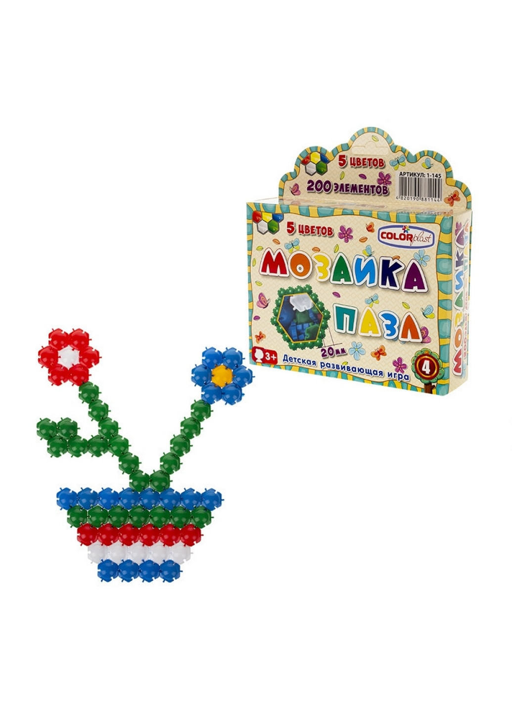 Дитяча мозаїка-пазл №4, 200 деталей Ø20мм 19х17х45 см Colorplast (260512365)
