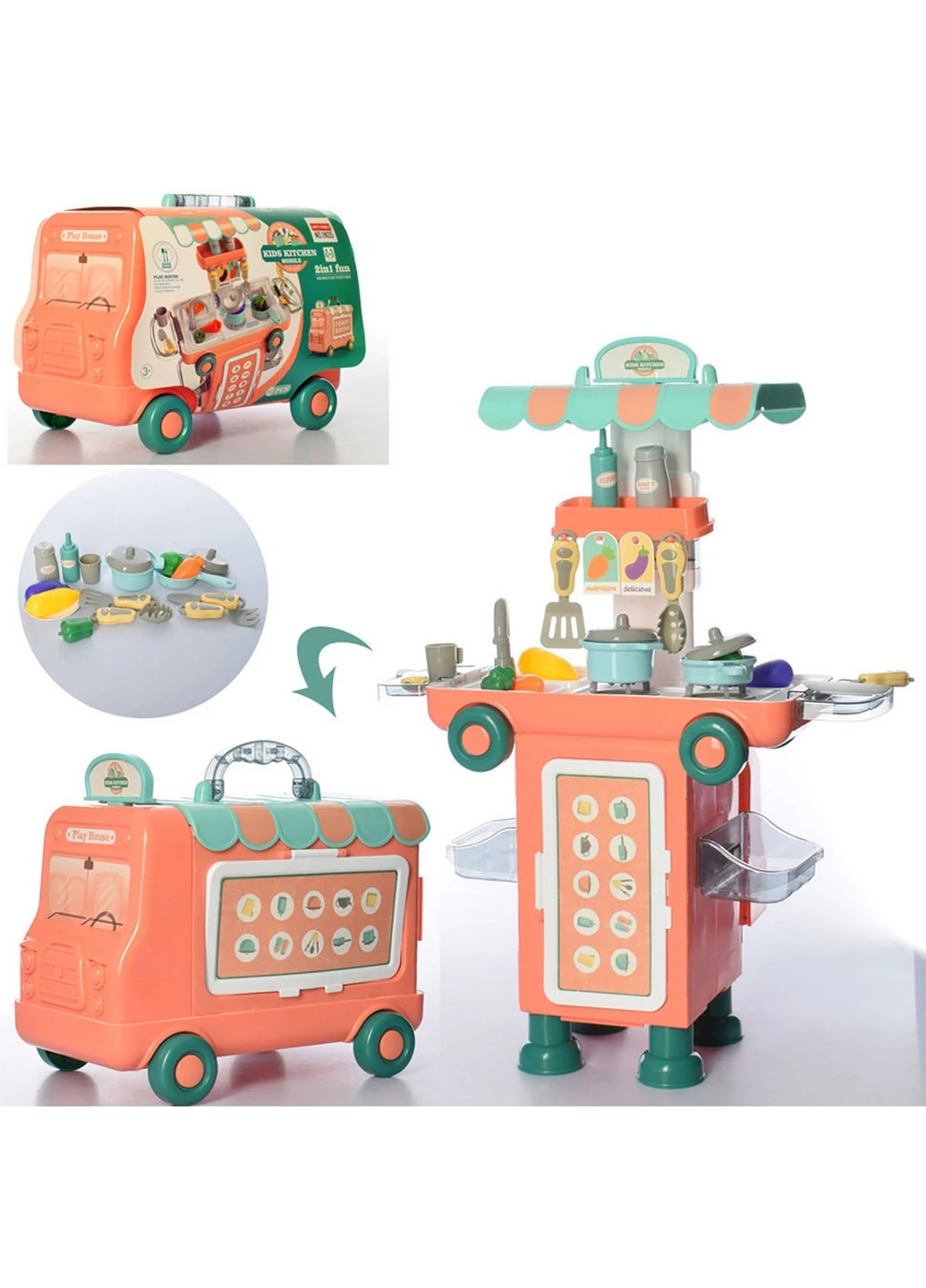 Игровой набор Кухня собирается в чемодан-автобус 22х34,5х27 см Bambi (260513936)