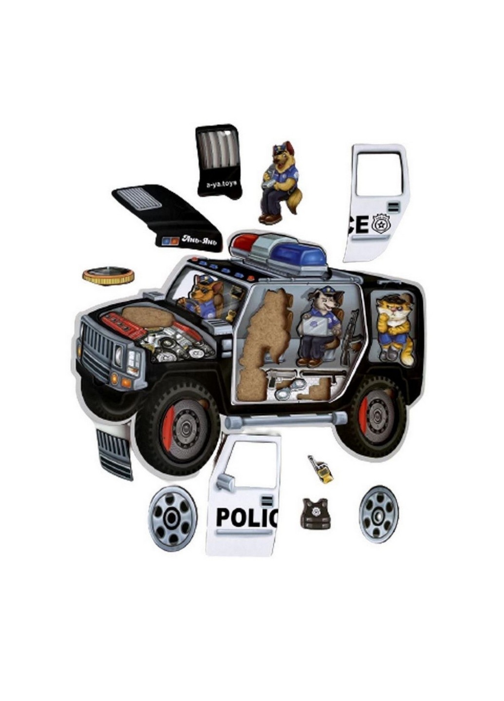 Дерев'яний пазл-сортер "Поліція", 25 деталей 1х32х27 см Ubumblebees (260514433)