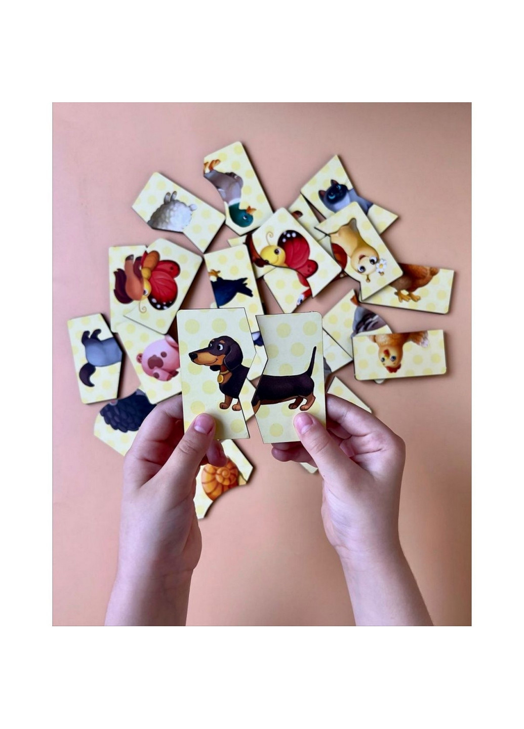 Настольная развивающая игра-пазл "Животные", 12 картинок-половинок 4,5х25х9,5 см Ubumblebees (260512809)