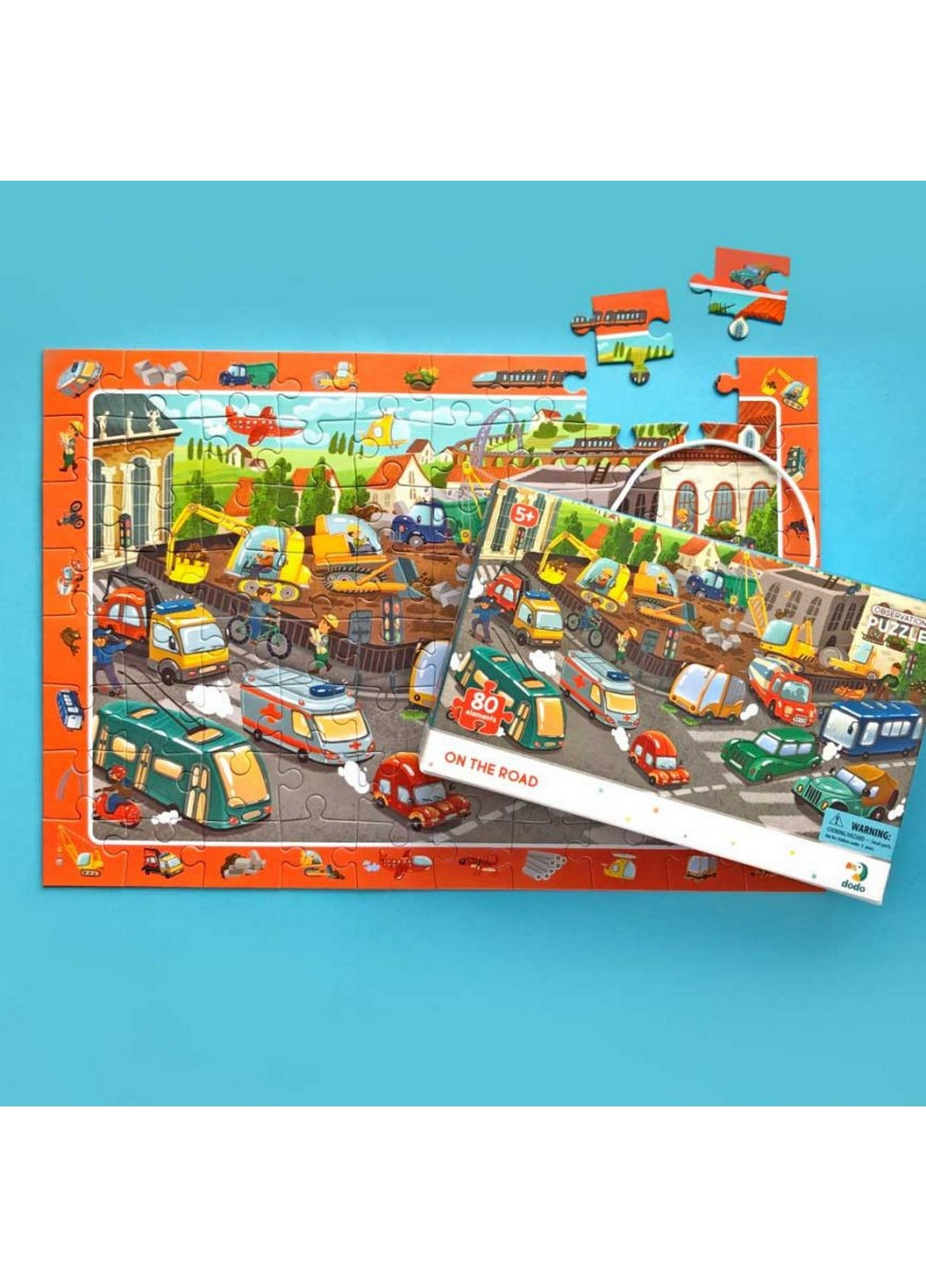 Дитячий обсерваційний пазл "Обережно на дорозі", 80 ел. 26х15х5 см Dodo (260512606)