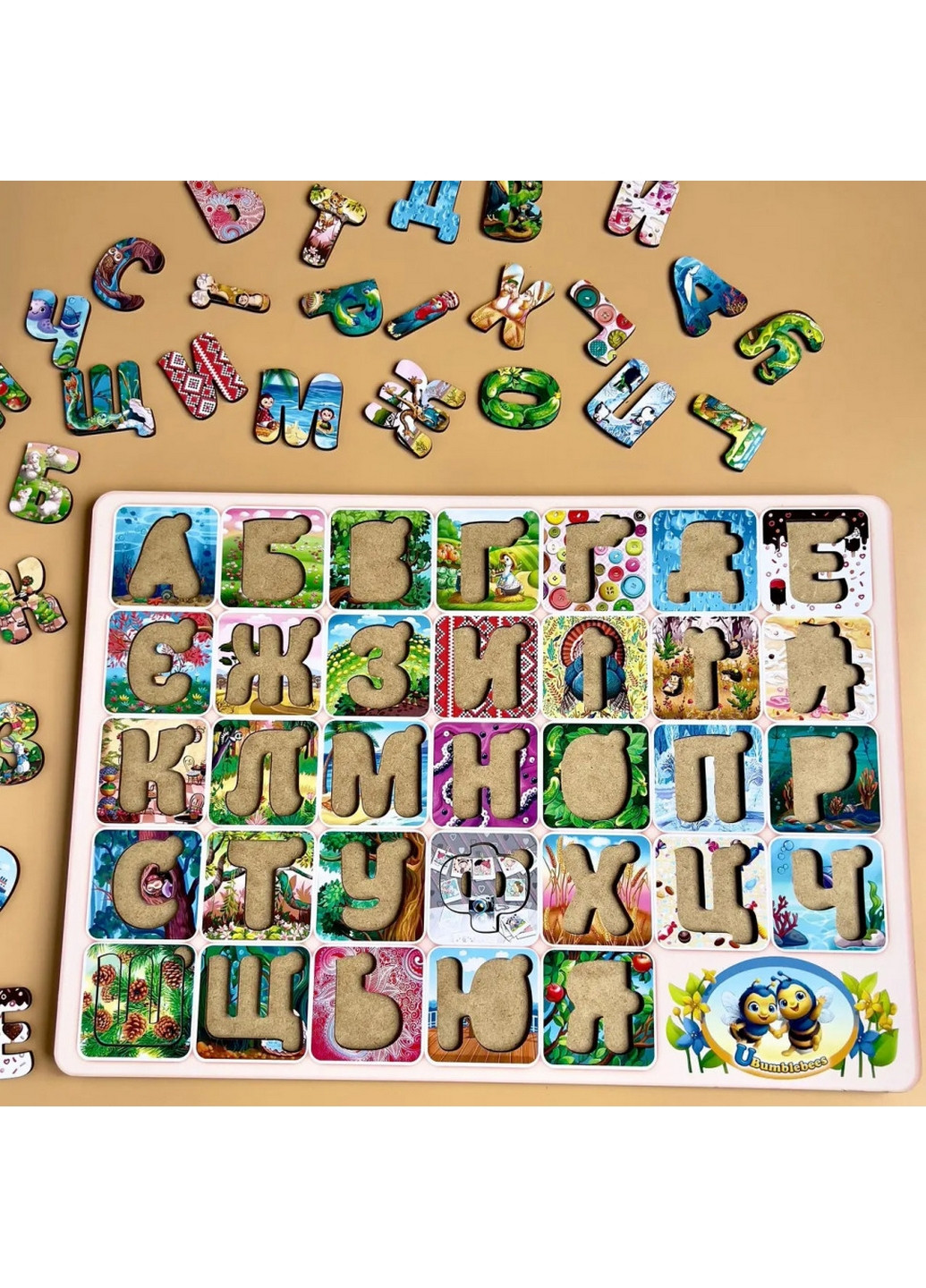 Дерев'яний пазл вкладиш "Український алфавіт" 1х45х31 см Ubumblebees (260512813)