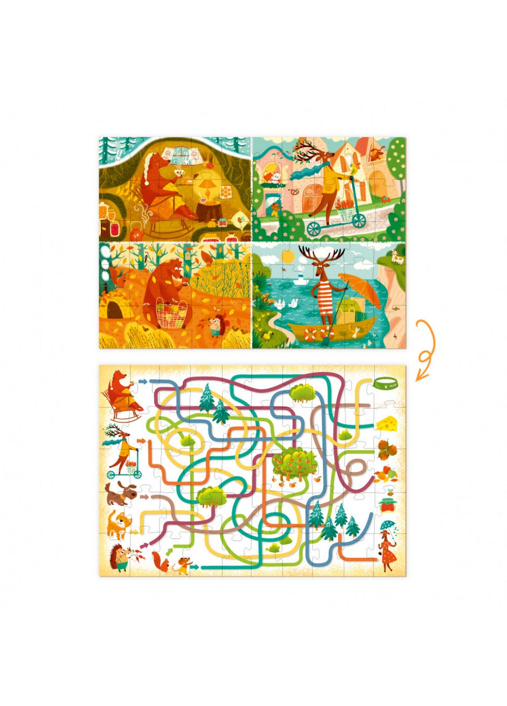 Детский развивающий пазл и игра "Обсервационный. Как звери времена года встречали" 15х15х17 см Mon Puzzle (260512721)