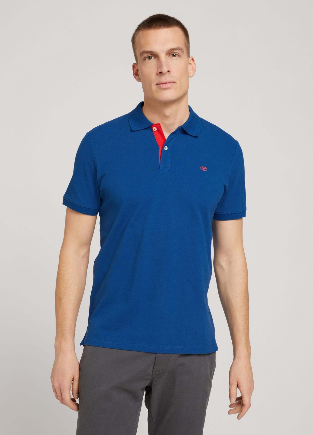 Синяя футболка-поло для мужчин Tom Tailor однотонная