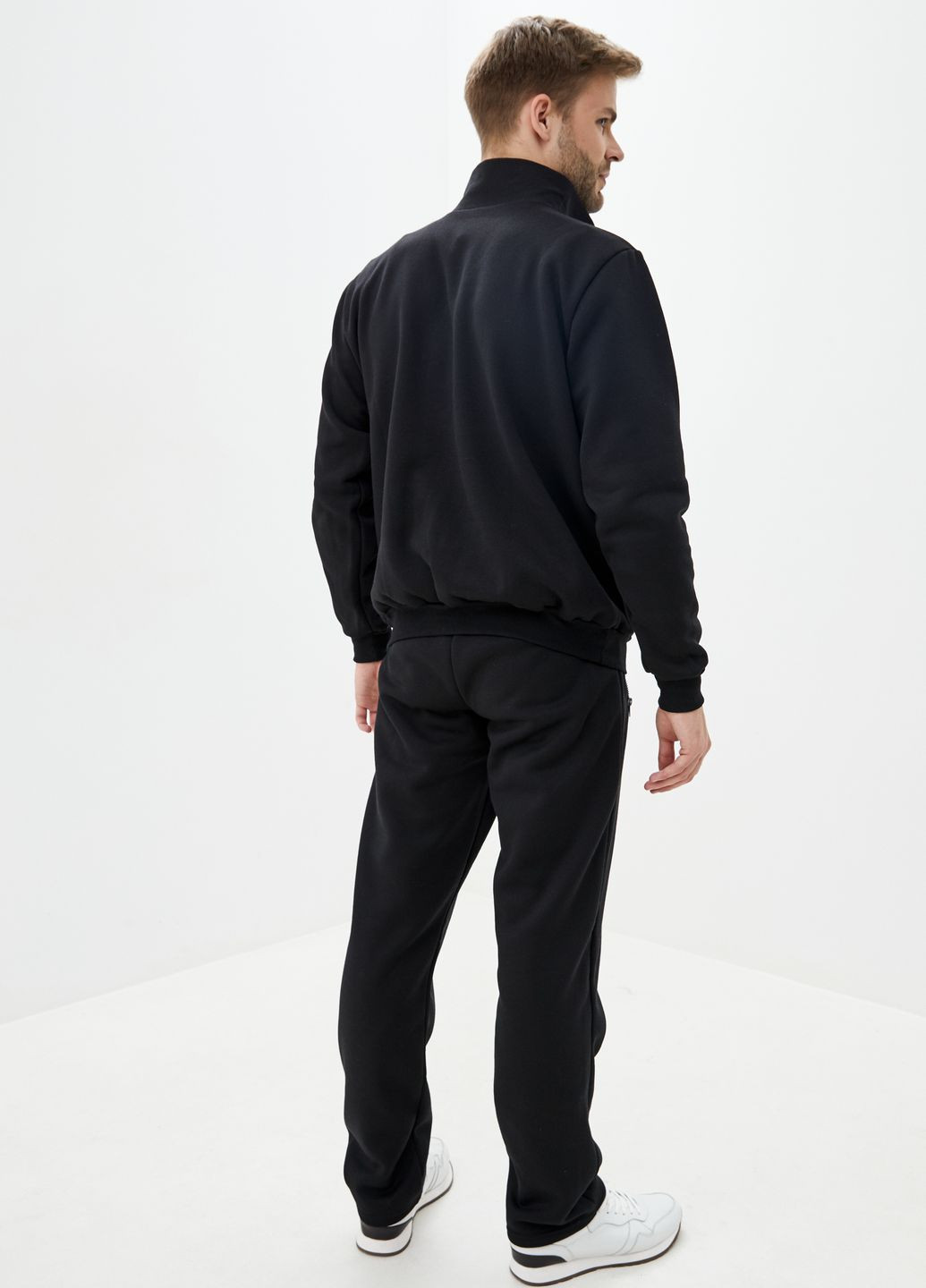 Темно-синій демісезонний утепленний трикотажний костюм з високим воротом Tailer