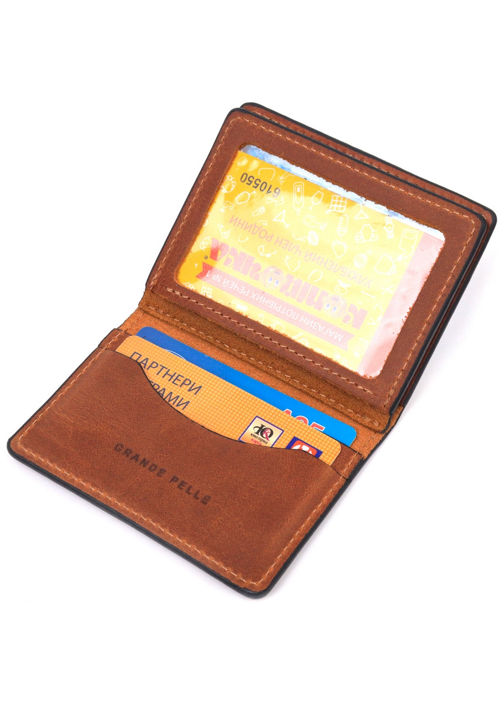 Мужская обложка для документов 10х7,5х1 см Grande Pelle (260515040)