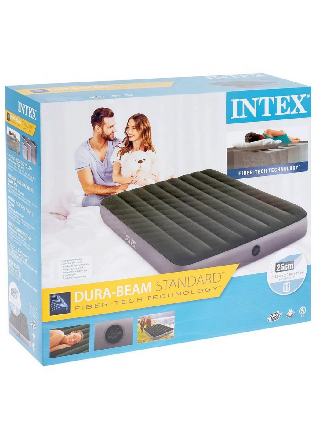 Надувний велюровий матрац 152х203х25 см Intex (260514647)