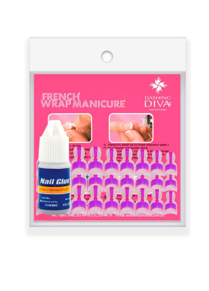 Набір для френча з клеєм French Wrap Plus Thick Permanent Violet&Gelue (trial size) Dashing Diva (260517195)