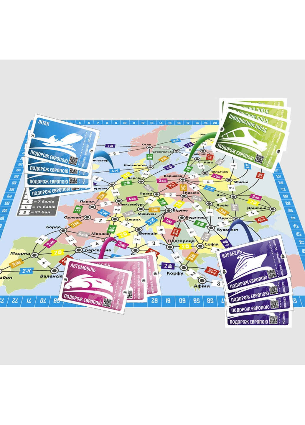 Настольная игра "Путешествие по Европе" на укр. Языке 6х25х25 см Arial (260512518)