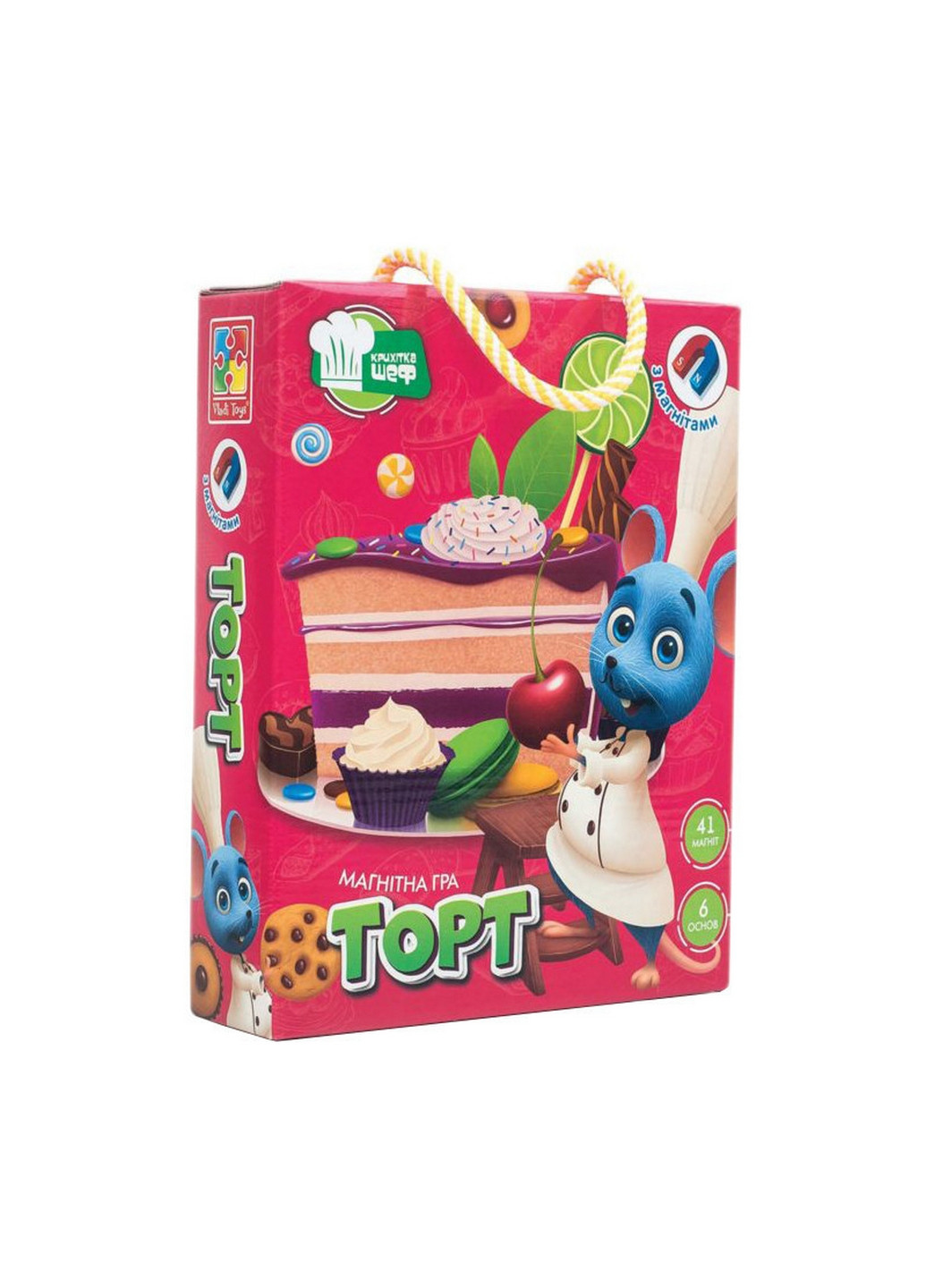 Дитяча настільна гра Смачність магнітна "Торт" (укр) 18х5х22,5 см Vladi toys (260514123)