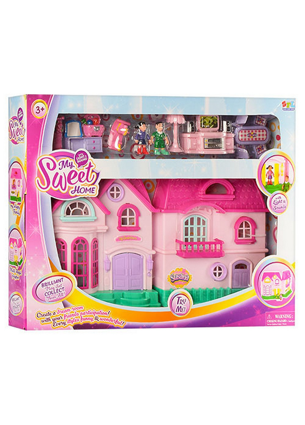Дитячий ігровий будиночок для ляльок з ляльками та меблями 23,5х14х24 см Limo Toy (260532898)