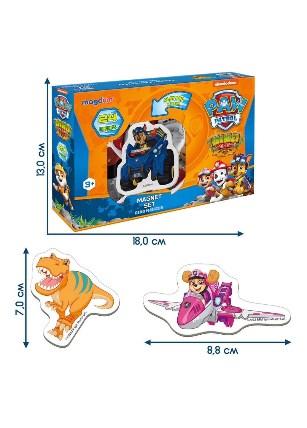 Набор магнитов "Щенячий патруль. Диномиссия" 4х18х13 см MAGDUM (260532281)
