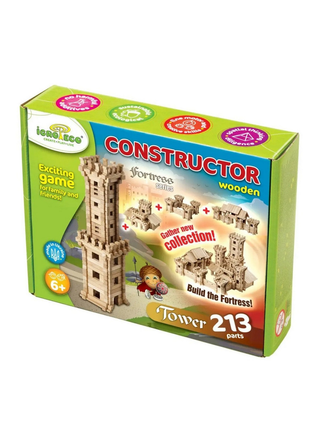 Детский конструктор "Башня", 213 деталей 8х32х24 см Igroteco (260530448)