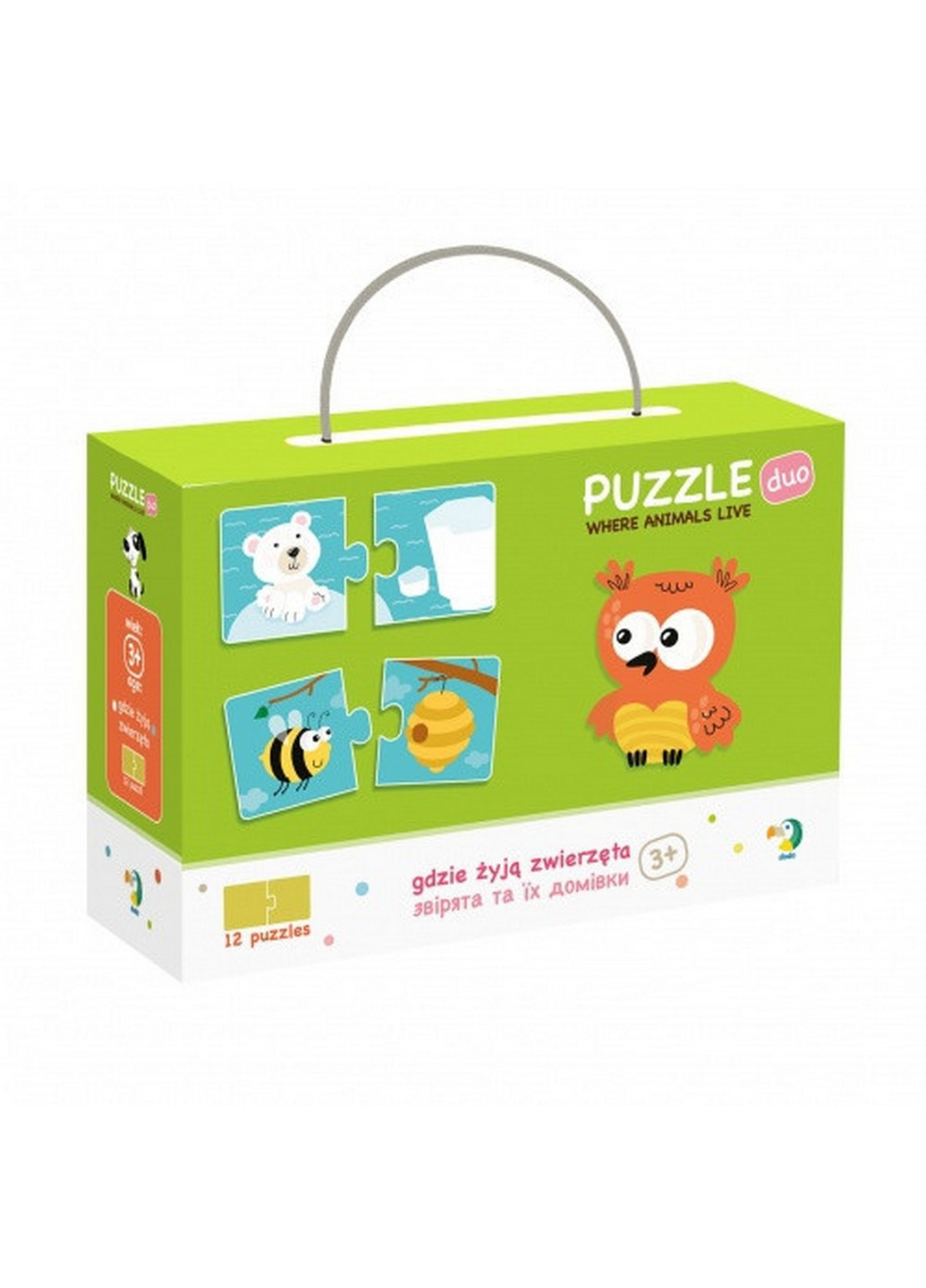 Дитячий пазл Звірята та їхні будиночки, 24 деталі 18х12х6 см Dodo (260531289)