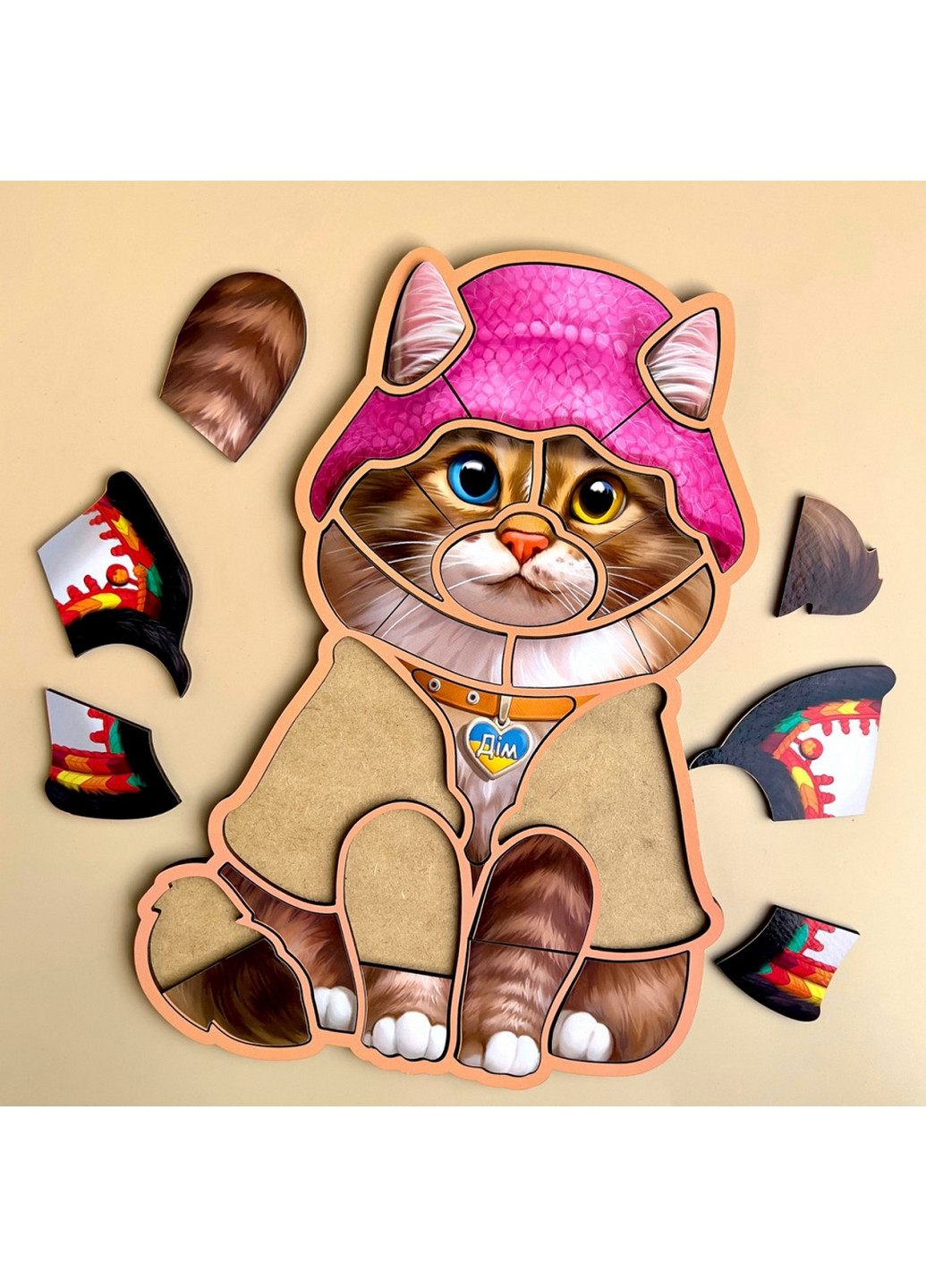 Деревянный контурный пазл "Украинский котик" контурный 1х29х22 см Ubumblebees (260532551)