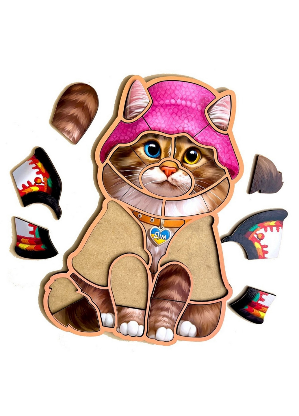 Деревянный контурный пазл "Украинский котик" контурный 1х29х22 см Ubumblebees (260532551)