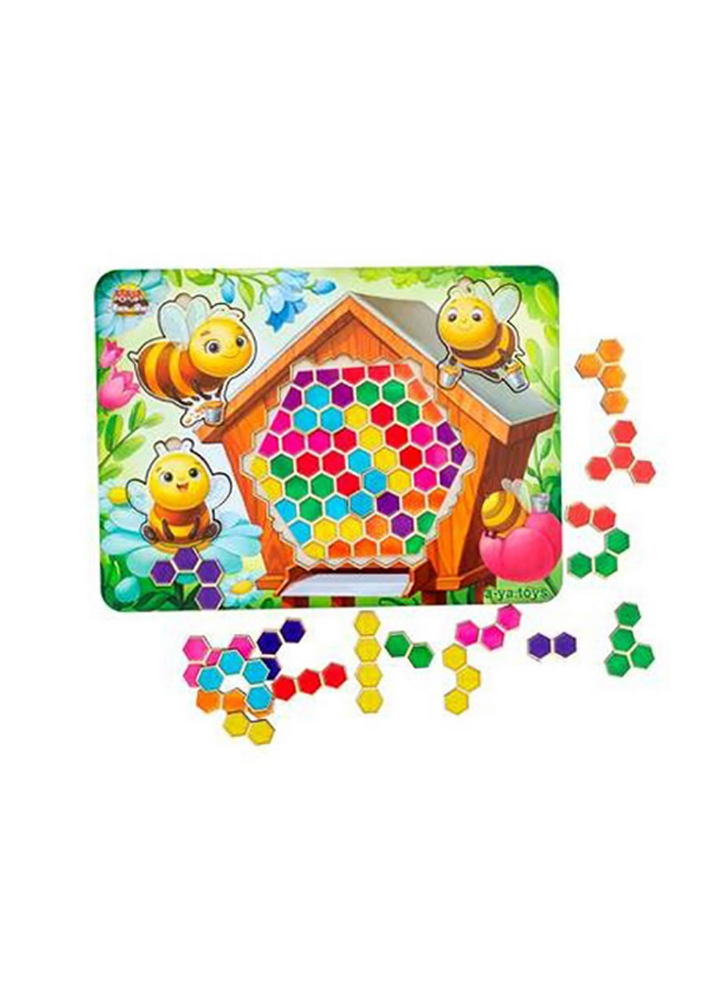 Деревянный пазл-вкладыш "Веселые пчелки" сортер-тетрис 1х31х23 см Ubumblebees (260531502)