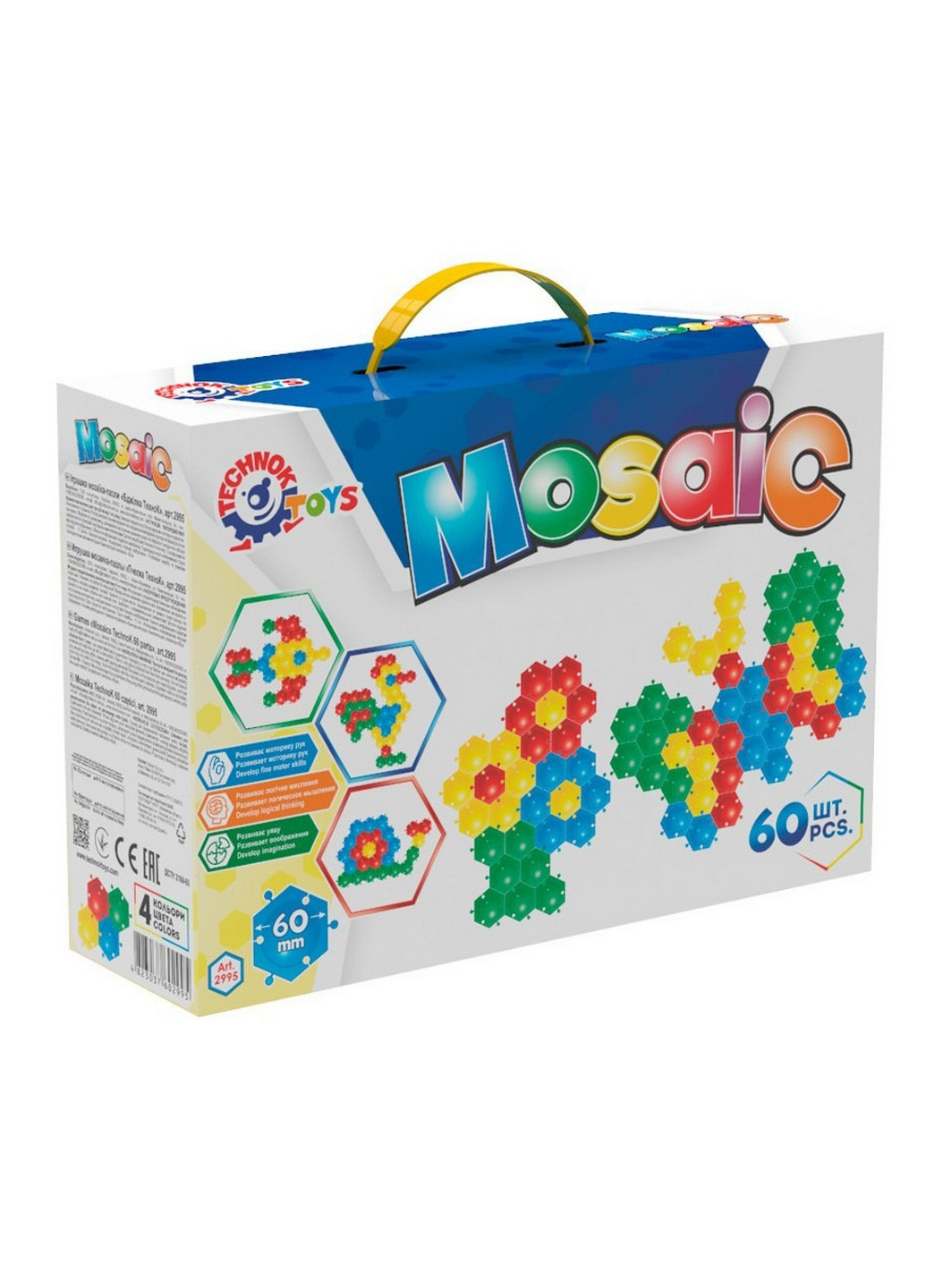 Іграшка мозаїка-пазли "Бджілка", 60 фішок 10,5х33х23,5 см ТехноК (260532182)