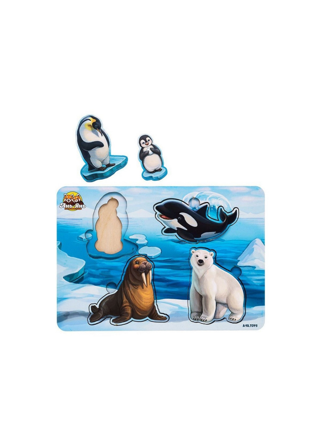 Дерев'яний пазл-вкладиш "Арктика" мама та малюк 1х23х16 см Ubumblebees (260532547)