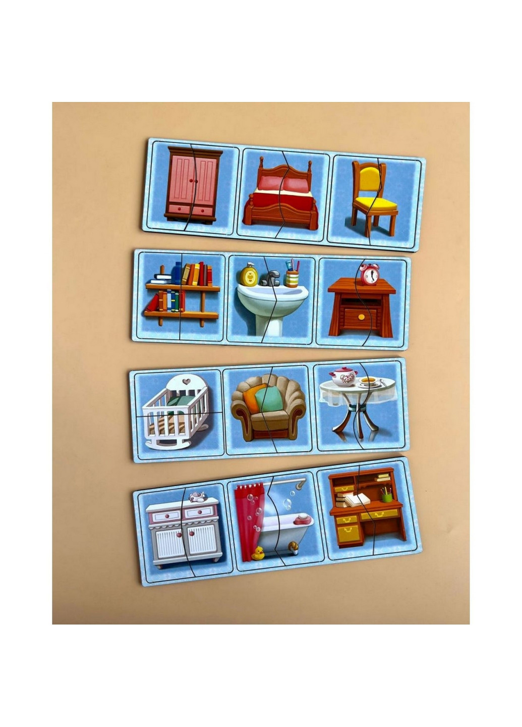 Настольная развивающая игра-пазл "Мебель", 12 картинок-половинок 4,5х25х9,5 см Ubumblebees (260532533)