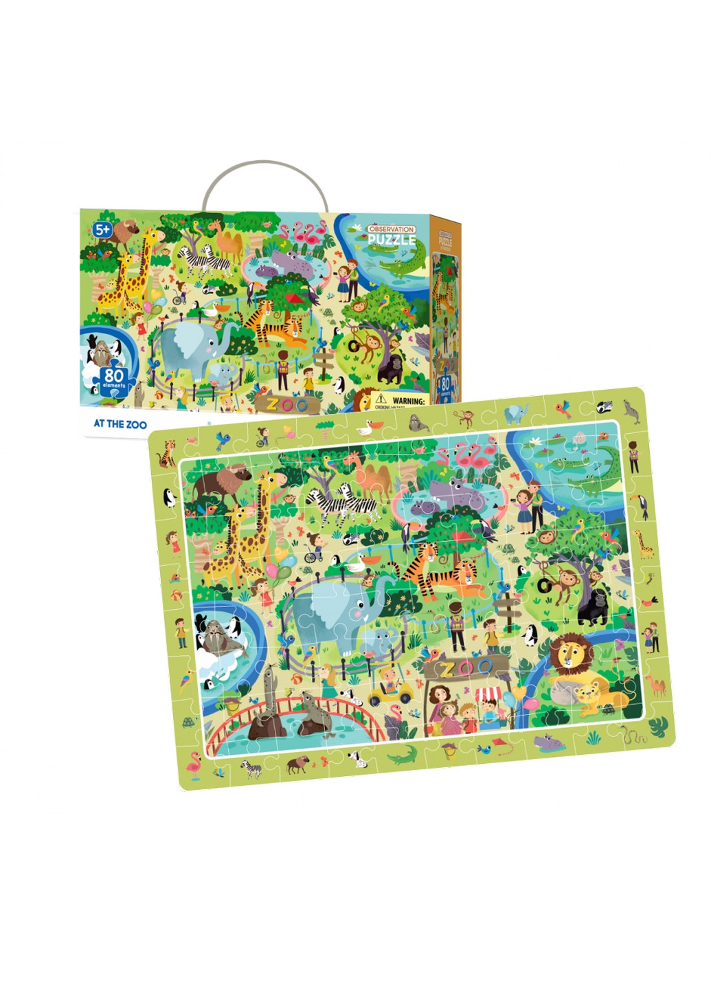 Пазл обучающий "Зоопарк", 80 деталей 5х26х15 см Dodo (260531287)