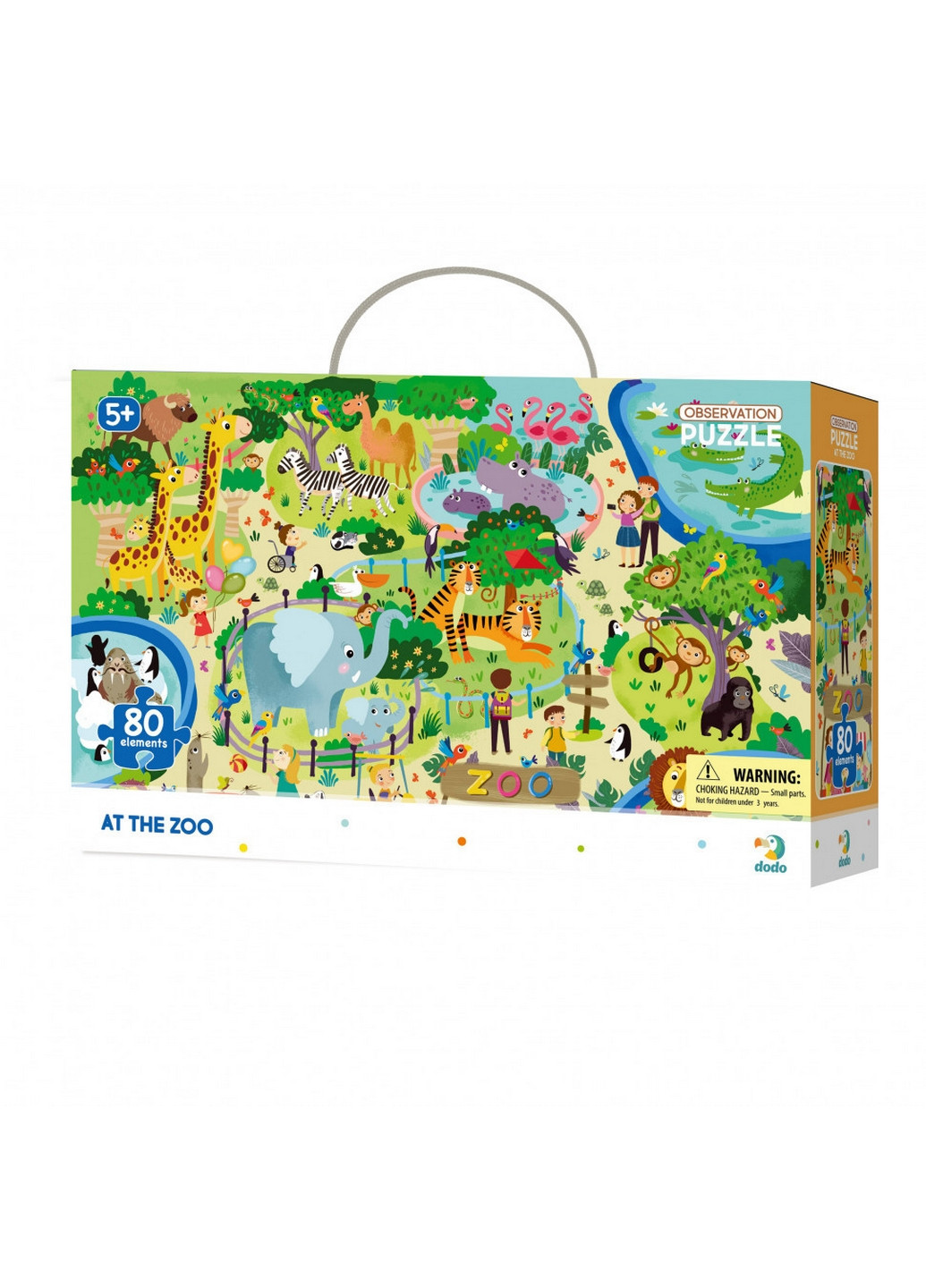 Пазл обучающий "Зоопарк", 80 деталей 5х26х15 см Dodo (260531287)