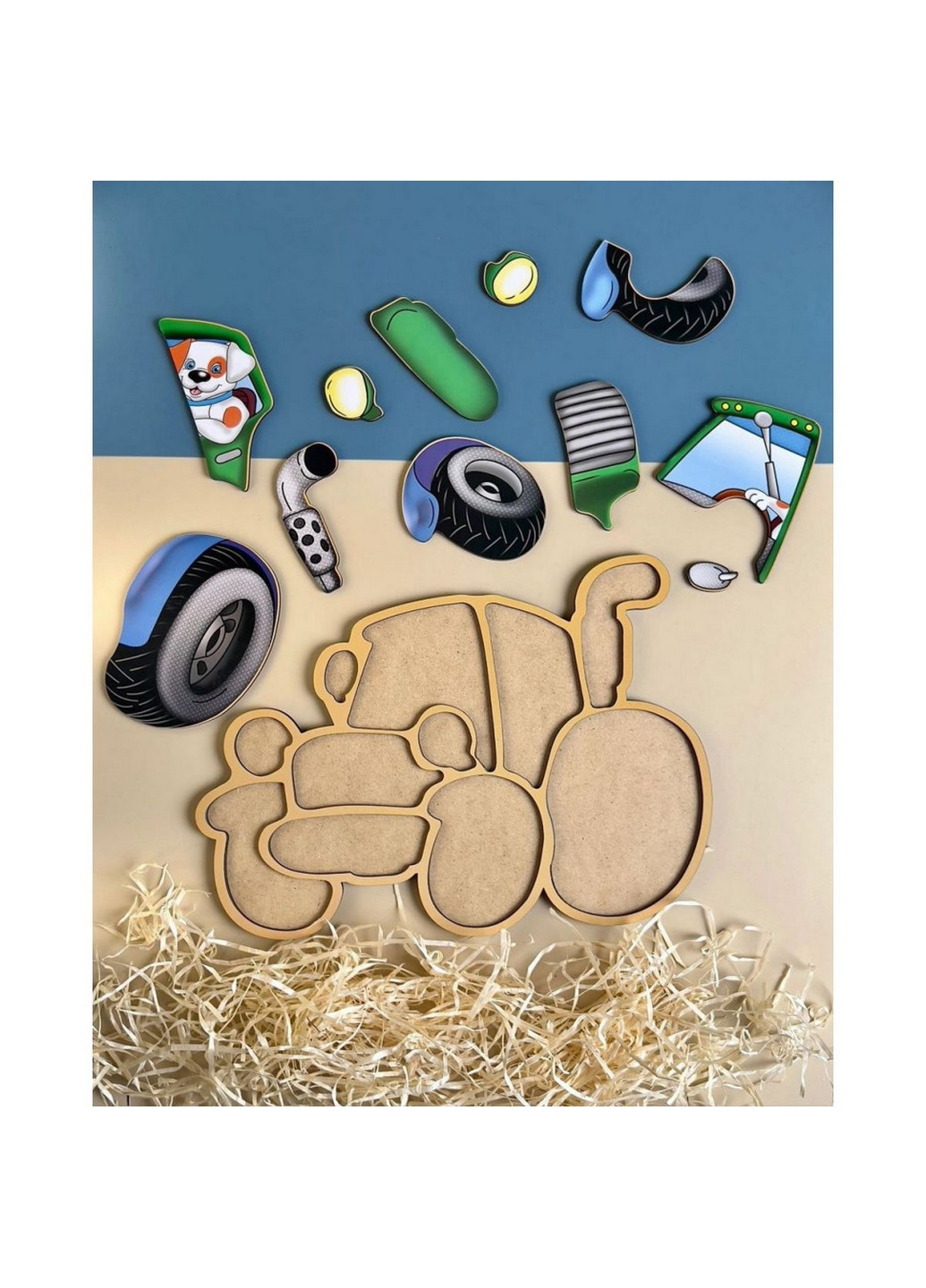 Дерев'яний пазл-вкладиш "Трактор" пазл-контур 1х32х23 см Ubumblebees (260531510)