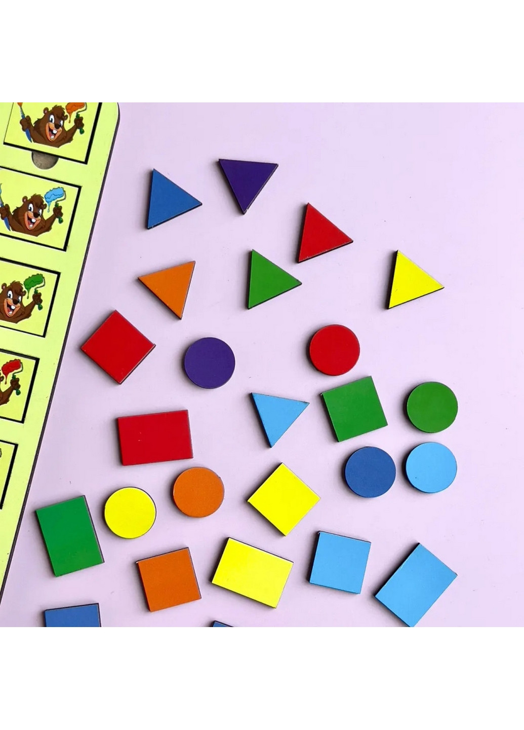 Деревянный пазл-вкладыш "Бобры-маляры – 2" геометрические фигуры 1х24х33 см Ubumblebees (260530462)