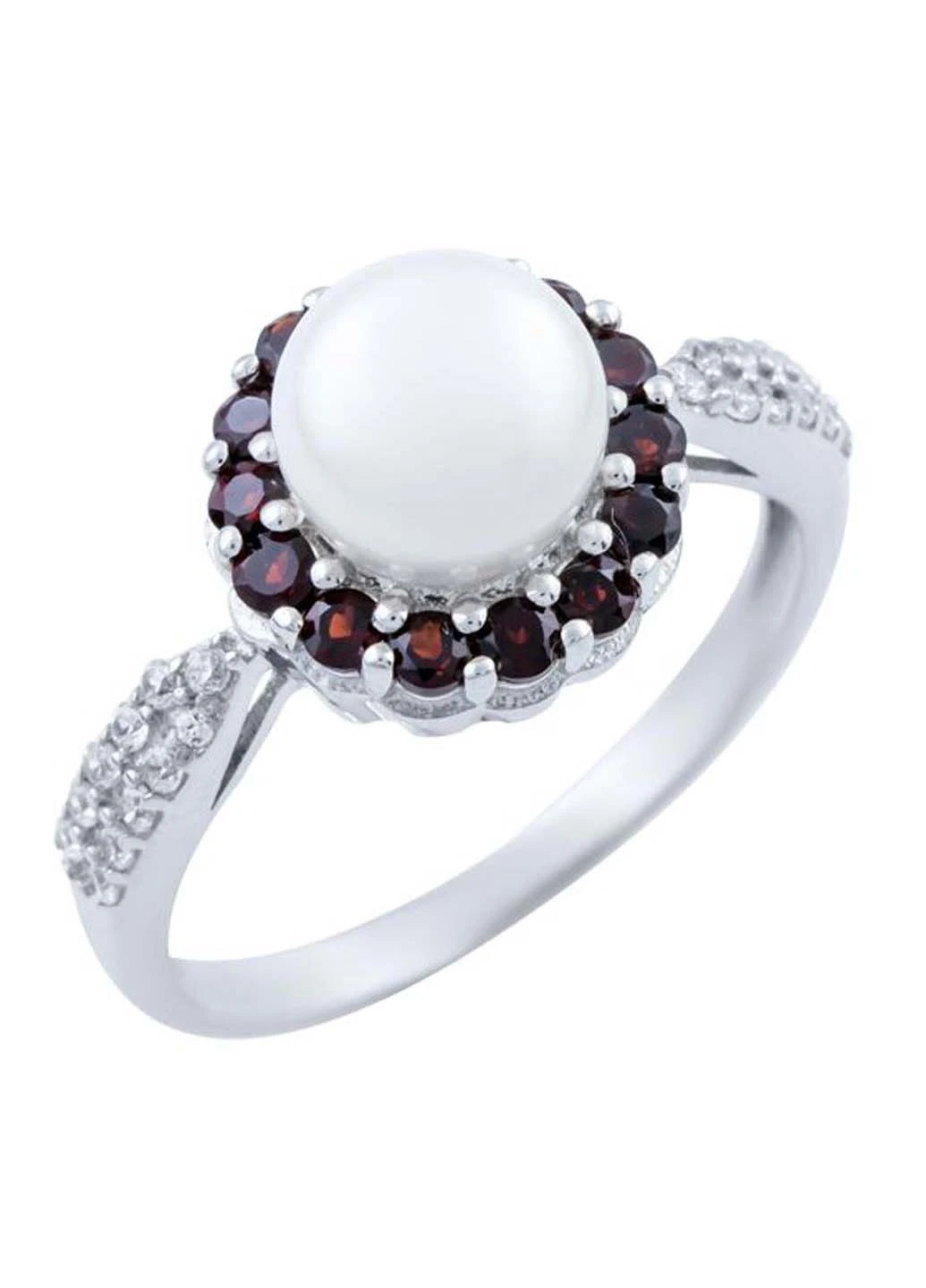 Серебряное кольцо с натуральным жемчугом гранатом кришталем Silver Breeze (260516358)