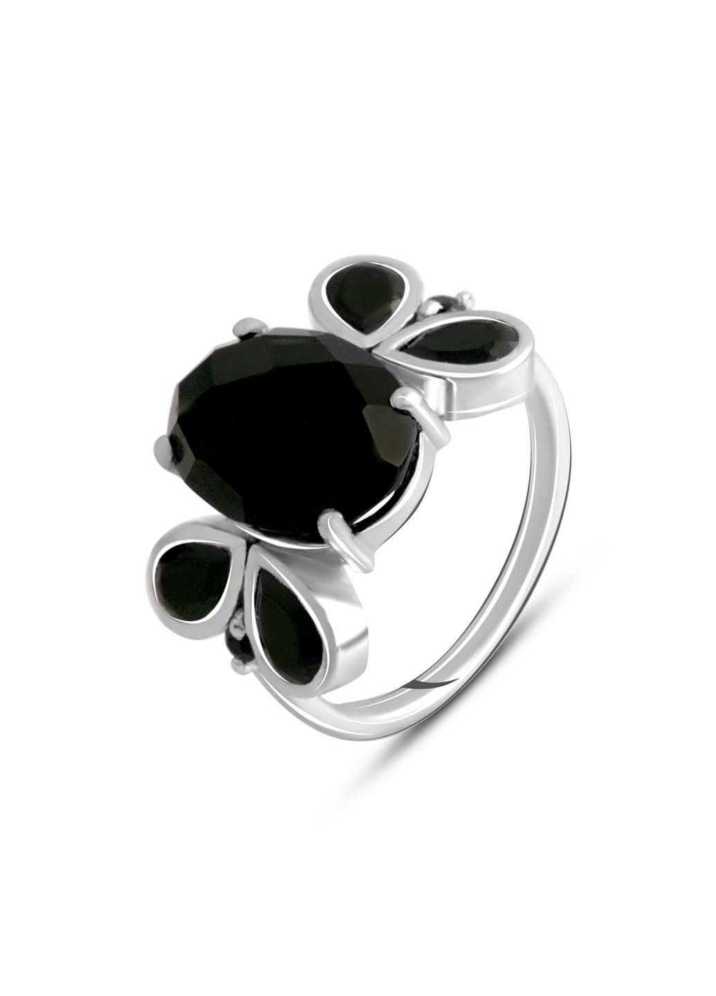 Серебряное кольцо с натуральным ониксом Silver Breeze (260518049)