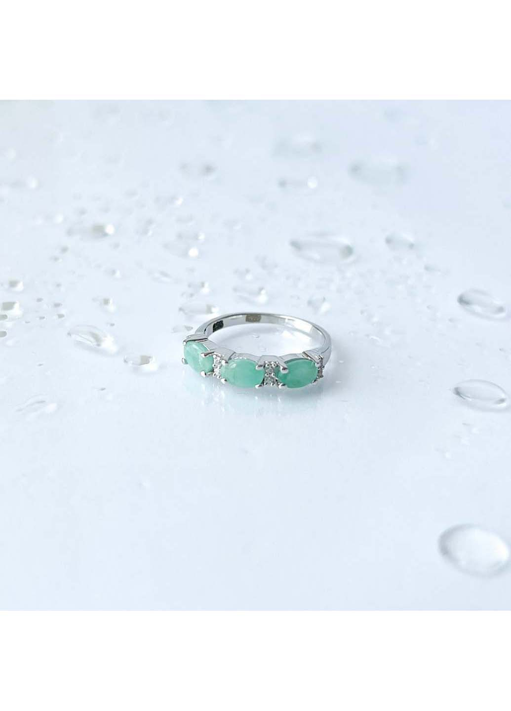 Серебряное кольцо с натуральным изумрудом 1.589ct фианитами Silver Breeze (260518015)