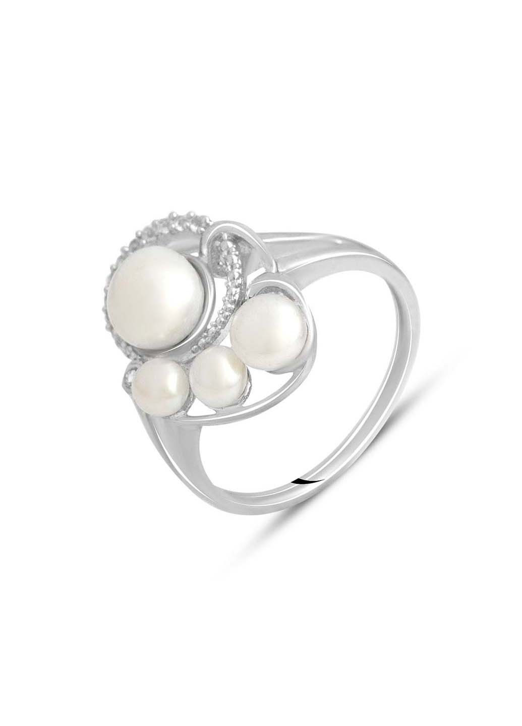 Серебряное кольцо с натуральным жемчугом топазом белым Silver Breeze (260518133)