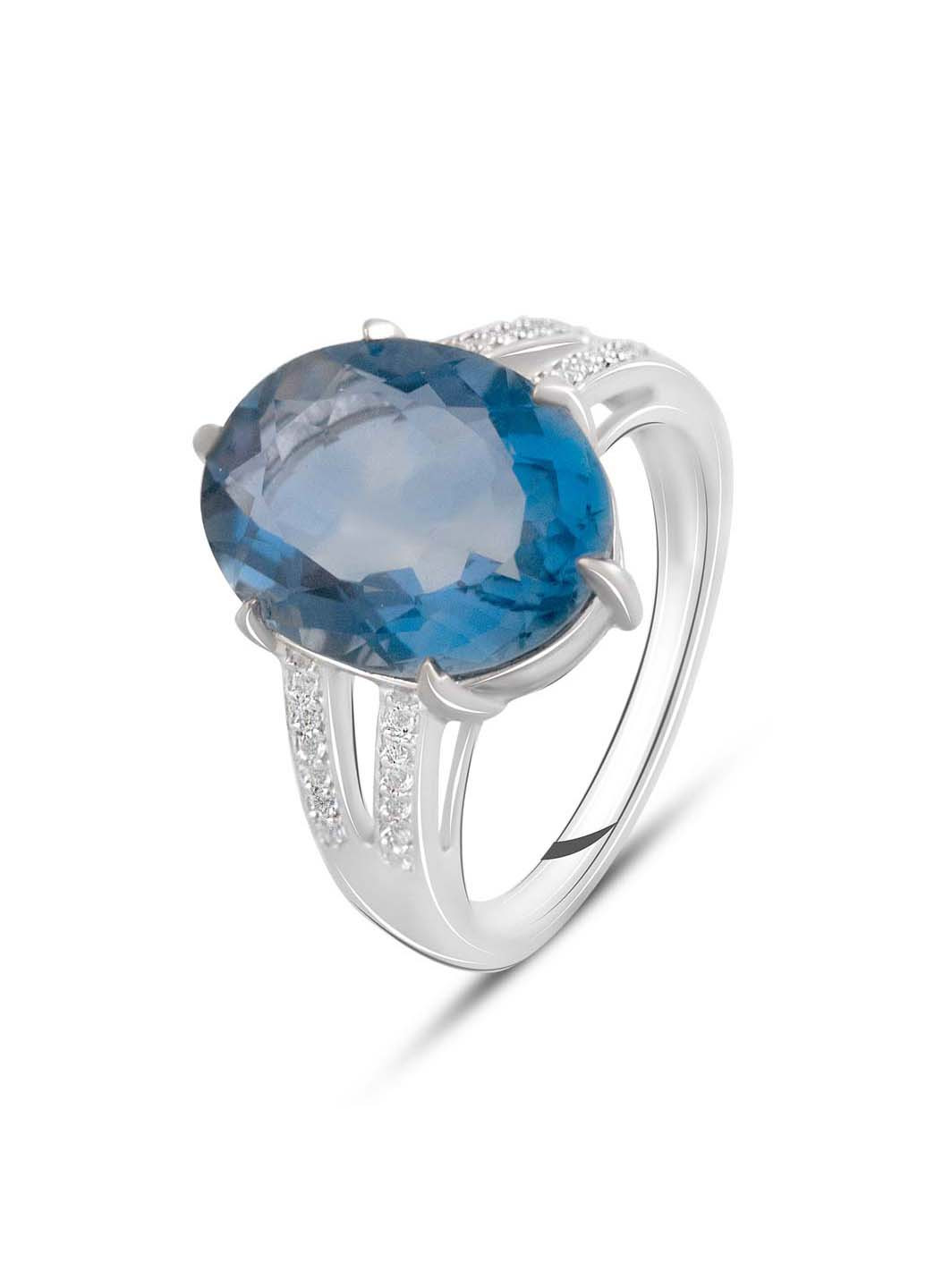 Срібна каблучка з натуральним флюоритом 10.18ct топазом білим Silver Breeze (260517902)