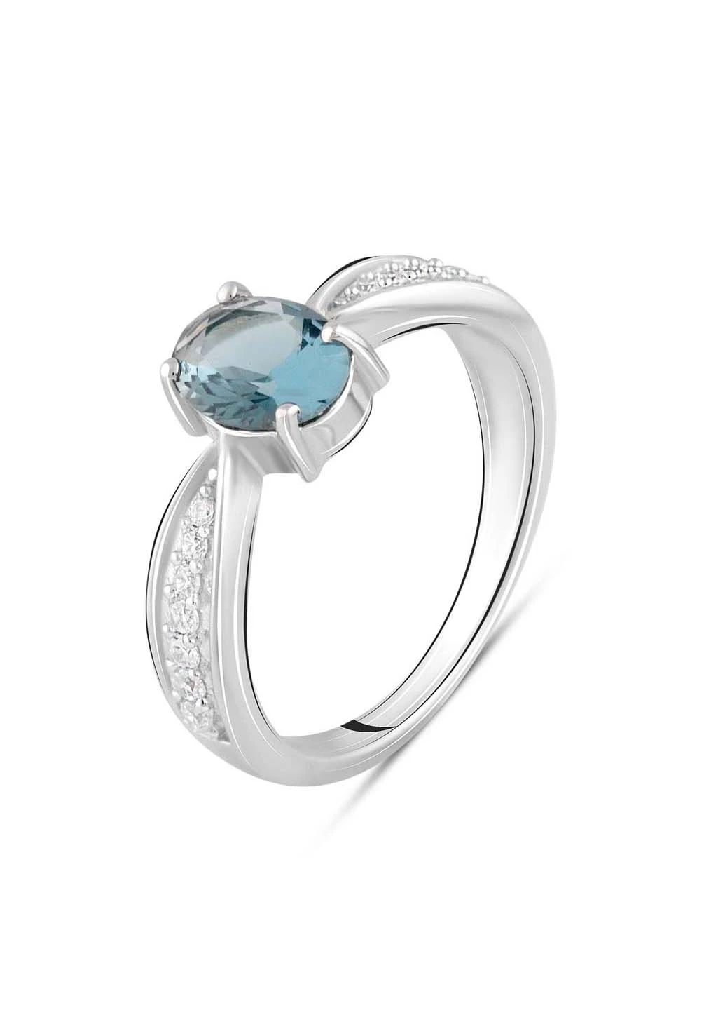 Серебряное кольцо с топазом Лондон Блю 0.813ct фианитами Silver Breeze (260517918)