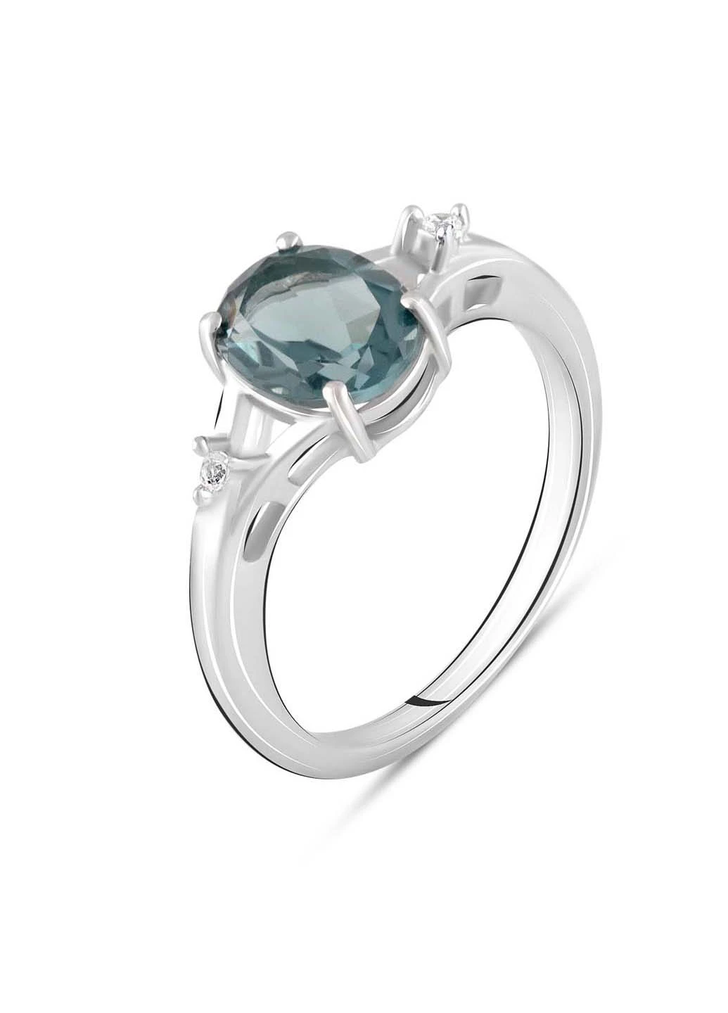 Серебряное кольцо с топазом Лондон Блю 1.585ct фианитами Silver Breeze (260518284)