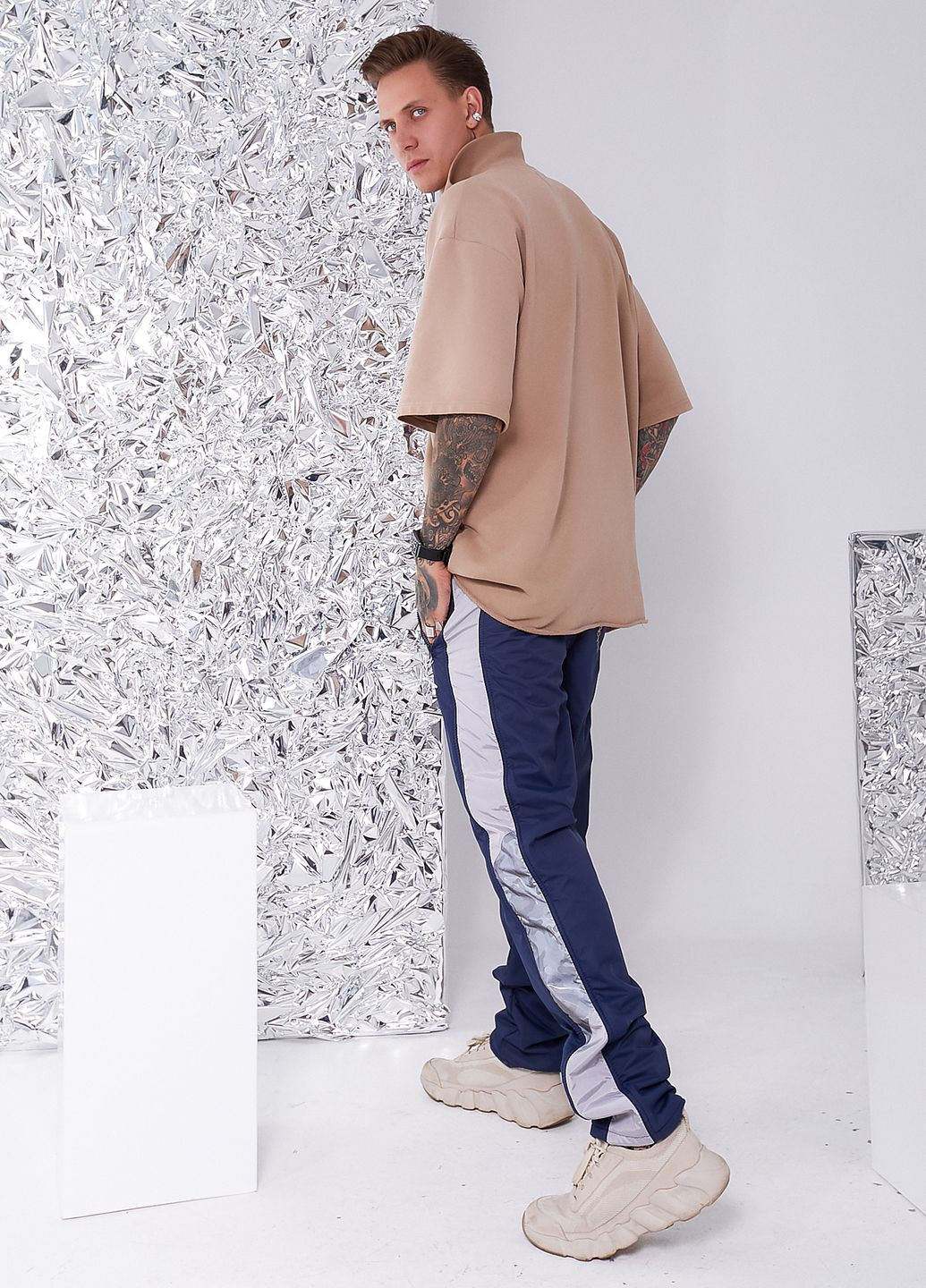 Зимові подовжені спортивні штани з плащової тканини на флісі зі світловідбиваючими елементами Tailer (260517484)